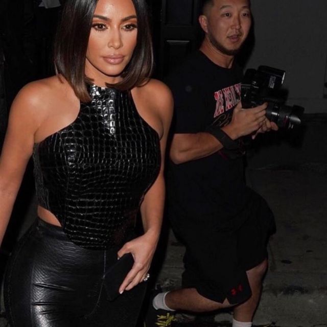 Vex Inc. | Latex Clothing Print Leggings worn by Kim Kardashian Craig's July 10, 2019