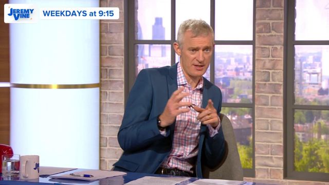 Mid Blue Jacket worn by Jeremy Vine in Jeremy Vine on Channel 5 - 12/07/2019