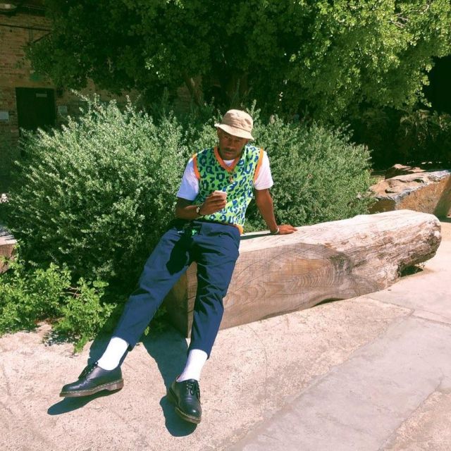 Kenzo slim-fit tailored trousers of Tyler, the Creator on the Instagram account @feliciathegoat
