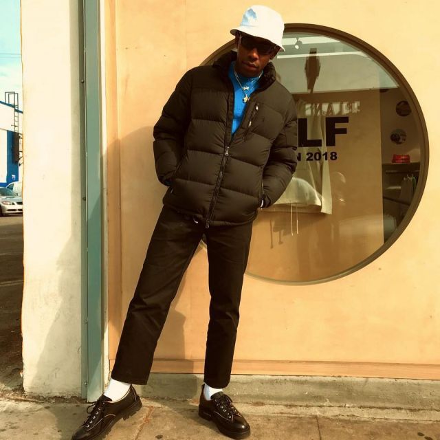 Acne Studios wide leg Trousers of Tyler, the Creator on the Instagram account @feliciathegoat