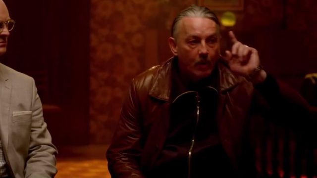 Brown Leather Jacket worn by Markus (Tommy Flanagan) as seen in Killers Anonymous