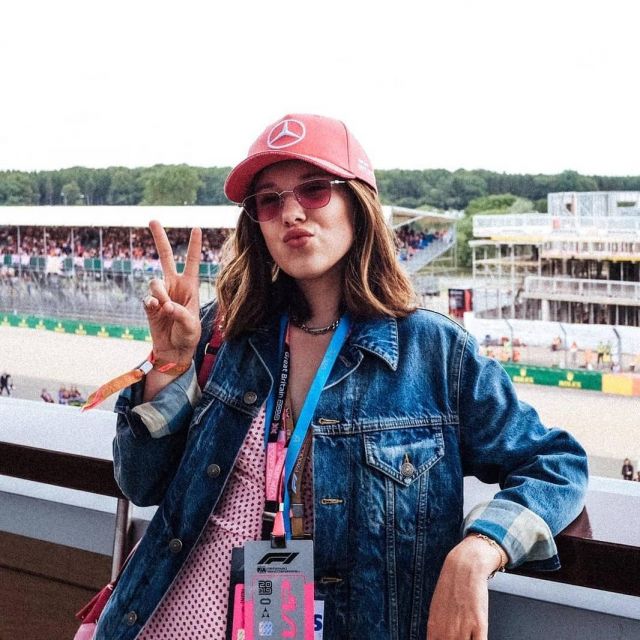 The cap, Mercedes AMG F1 Lewis of Millie Bobby Brown on his account instagram
