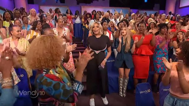 Nude Barre Caramel fishnet Tights worn by Wendy Williams on The Wendy Williams Show July 11, 2019