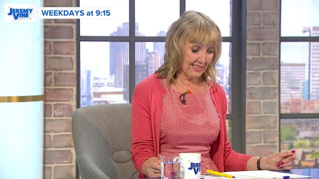 Red Cardigan worn by Aggie MacKenzie in Jeremy Vine on Channel 5 -  3/6/2019