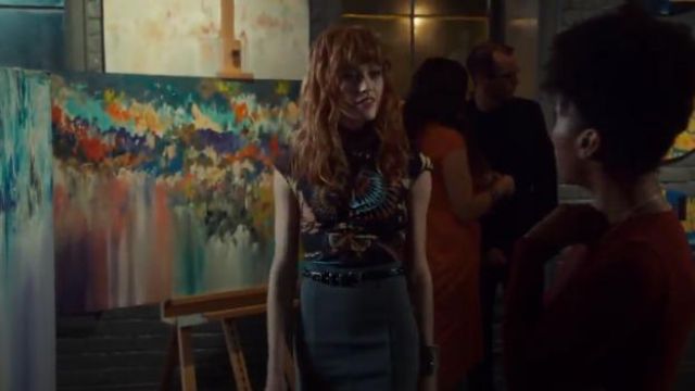 Dries Van Noten Cap-Sleeve Silk Blouse worn by Clary Fray (Katherine McNamara) in Shadowhunters (Season 03 Episode 22)