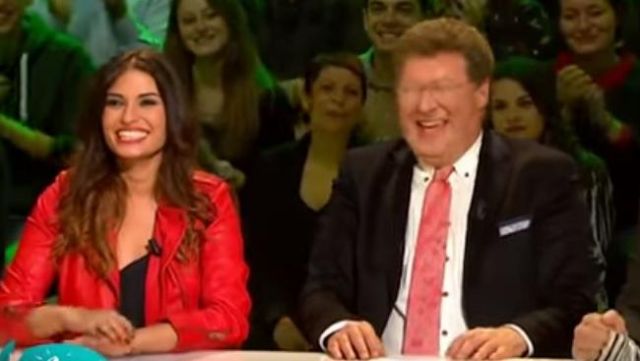 The Biker jacket Red worn by Livia Dushkoff in the show " The Big Cactus on the 14th of February 2017
