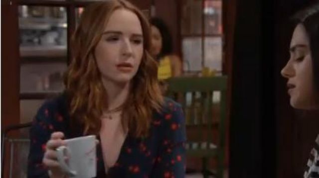 Rollas  Dancer Wrap Dress worn by Camryn Grimes as seen in The Young and the Restless July 12,2019