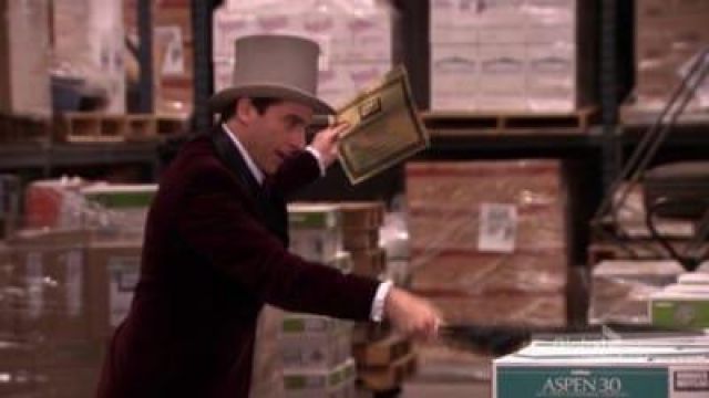Gris le Chapeau de Michael Scott (Steve Carell) dans Le Bureau (S05E19)