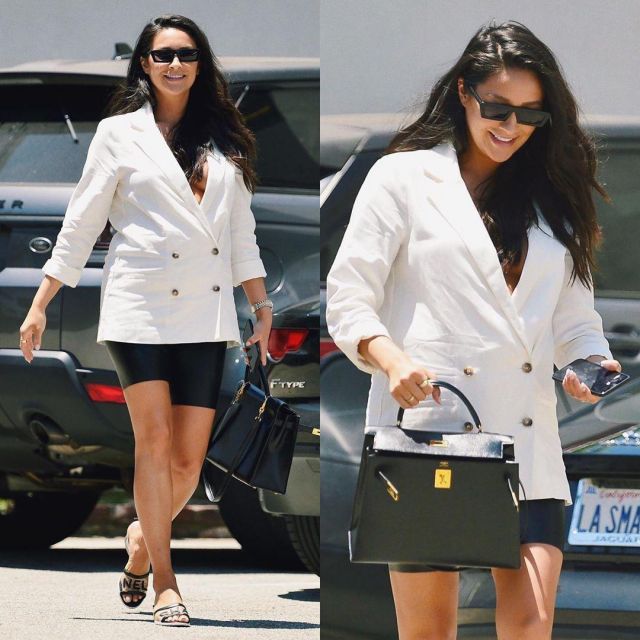 Chanel PVC & Lambskin Mules worn by Shay Mitchell Los Angeles July 15, 2019