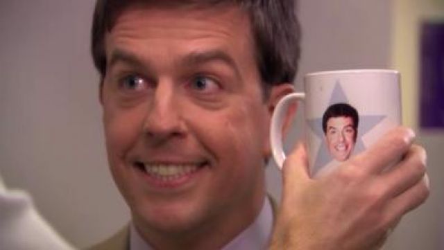 Star Face Mug of Andy Bernard (Ed Helms) in The Office (Season 05 Episode 07)