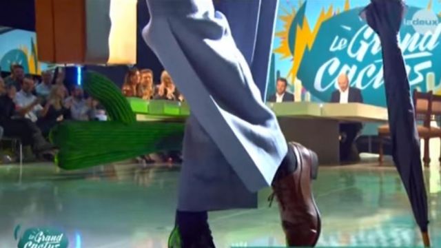 Les chaussures mocassins marrons portées par David Greuse dans l'émission Le Grand Cactus le 21 Mars 2018
