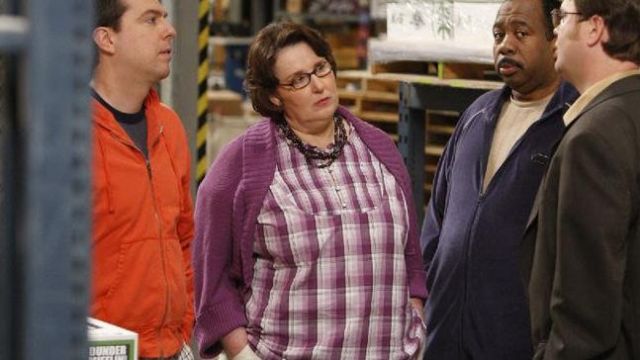 Purple Plaid Shirt of Phyllis Vance (Phyllis Smith) in The Office (Season 05 Episode 26)