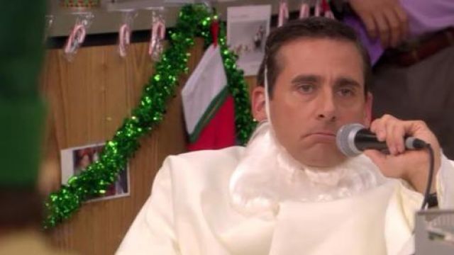 White Santa Beard of Michael Scott (Steve Carell) in The Office (Season 06 Episode 13)