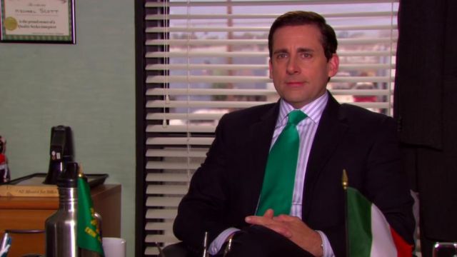 Emerald Green Tie of Michael Scott (Steve Carell) in The Office (Season 06 Episode 19)
