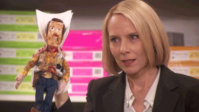 Woody Toy Story Doll of Holly Flax (Amy Ryan) in The Office (Season 07 Episode 11)