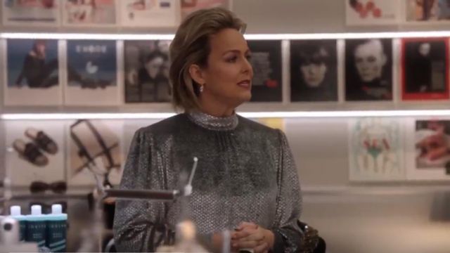 Alberta Ferretti Metallic Blouse worn by Jacqueline Carlyle (Melora Hardin) in The Bold Type (Season 03 Episode 10)