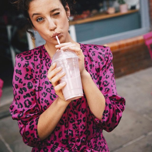 Pink Leopard Shirt of María Pedraza on her Instagram account