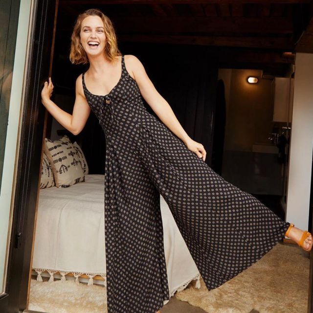 Leighton Meester x Christy Dawn Black Jumpsuit worn by Leighton Meester on the Instagram account @itsmeleighton