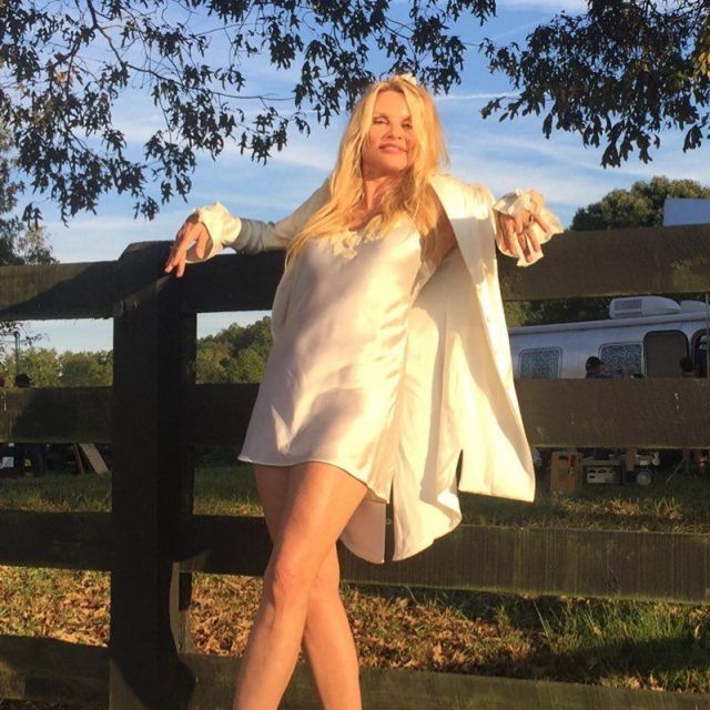 Satin Lace Slip worn by Nicollette Sheridan on her Instagram account @nicollettesheridan