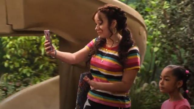 Pam Gela Rainbow Stripe Ringer Tee Worn By Jade Mckellan Talia Jackson In Family Reunion Season 01 Episode 04 Spotern