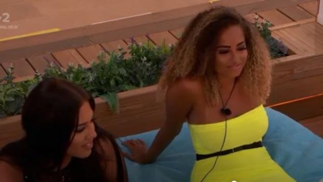 Pretty Little Thing Lime Bandeau Bodycon Dress worn by Amber Gill in Love Island (Season 05 Episode 50)