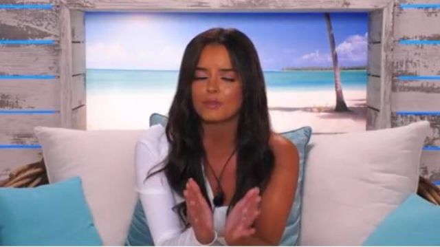 I Saw It First white scuba crepe one shoulder tic style bodysuit worn by Maura Higgins in Love Island (Season 05 Episode 52)