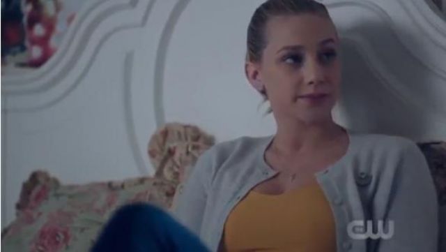 Rouleau Swing Camisole Top in Mustard worn by Betty Cooper (Lili Reinhart) in Riverdale (Season 01 Episode 06)
