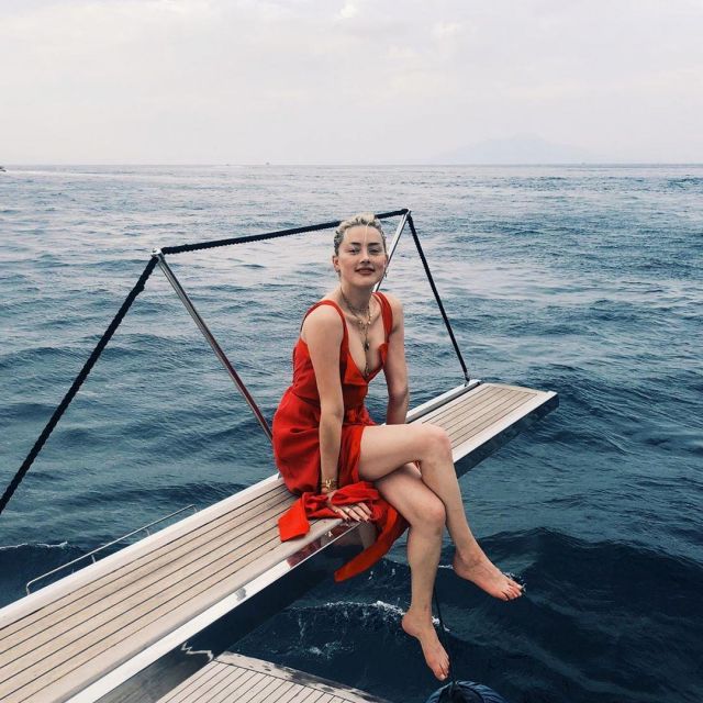 Missoma Interstellar Drop Choker worn by Amber Heard the Amalfi Coast July 27, 2019