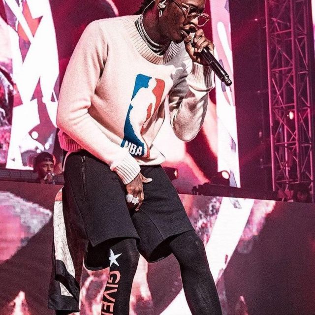 Givenchy logo print noir, des collants portés par Young Thug sur son Instagram account @youngthug