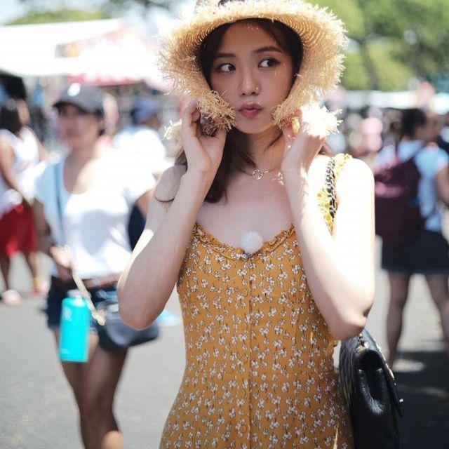 Urban Outfitters Floral Ruffle Button Front Romper worn by Jisoo on the Instagram account @sooyaaa__