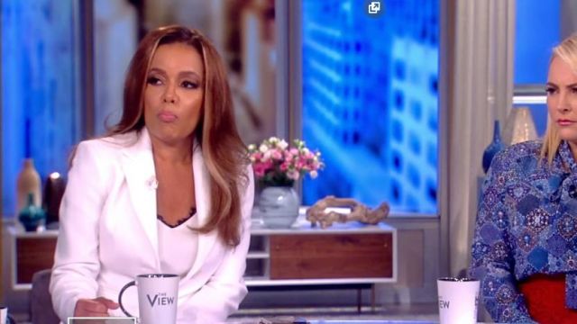 L'Agence Lia Lace Trim Silk Camisole in White worn by Sunny Hostin on The View JULY 30, 2019
