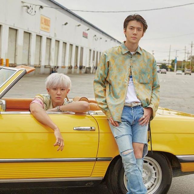 Gold and Turquoise Dieter Paisley Shirt worn by Sehun on his Instagram account @oohsehun
