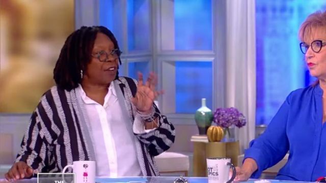 Dubgee by Whoopi Plus Size Half Herringbone Button-Front Long Tunic worn by Whoopi Goldberg on The View JULY 30, 2019