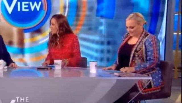 Alice + Olivia Macey Mix Print Blazer in Palace Daffodil worn by Meghan McCain on The View JULY 31, 2019