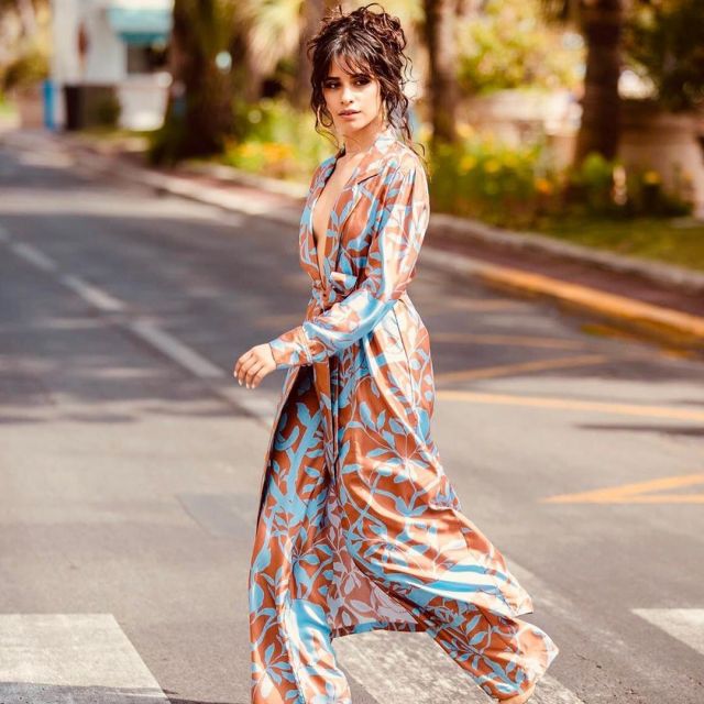 Johanna Ortiz Turn On Your Mind floral silk worn hy Camila Cabello on her Instagram account @camila_cabello