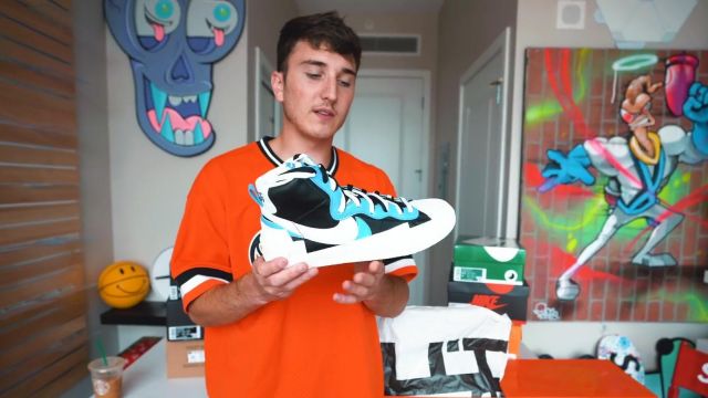Sneakers Nike blue turquoise and white of Harrison Nevel in I Bought The 10 Best Back To School Hype Sneakers For 2019!