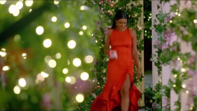 BRONX & BANCO Frida Flame Ruffle-Trimmed Dress worn by Danush Deravi in The Bachelor Australia (Season 07 Episode 02)