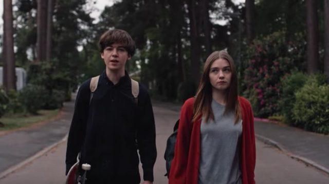 The vest red worn by Alyssa (Jessica Barden) in The End of the F***ing World (S01E01)