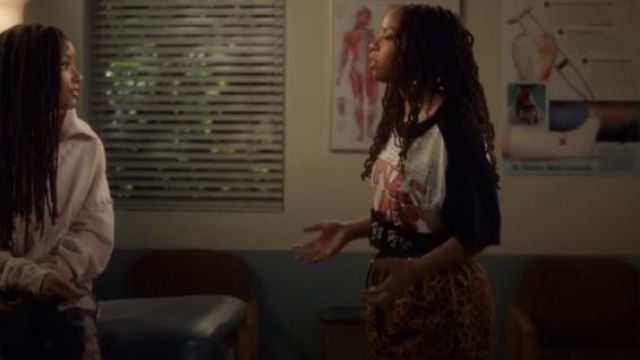 Marc Jacobs Black Patchwork Print Tee worn by Jazz Forster (Chloe Bailey) in Grown-ish (Season 02 Episode 21)