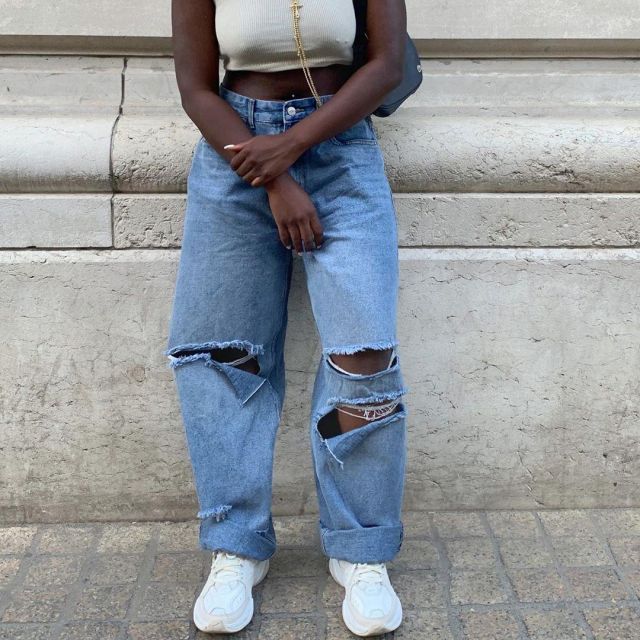 Jean baggy troué Clearance