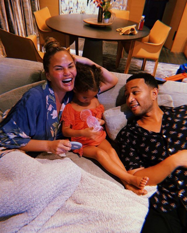 Spell & the Gypsy Collective Waterfall Maxi Kimono worn by Chrissy Teigen Instagram Pic August 7, 2019