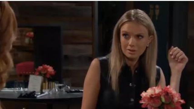 Maje Minidress Leather Black worn by Abby Newman (Melissa Ordway) as seen on The Young and the Restless August 12, 2019