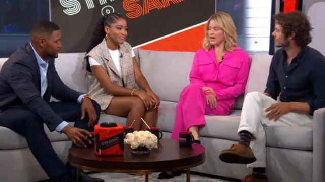 Asos Sleeve­less Suit Blaz­er in check worn by Keke Palmer on Good Morning America AUGUST 12, 2019