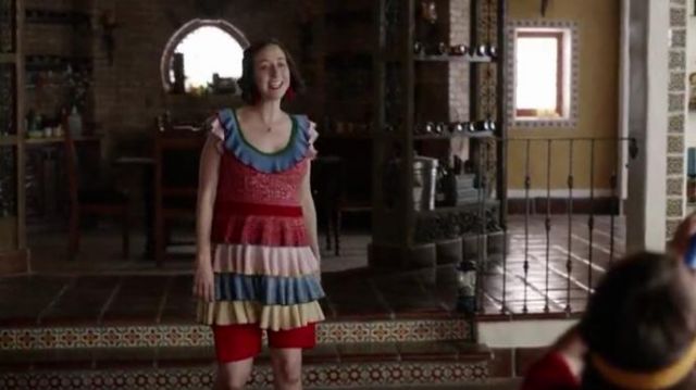 Alexander McQueen Multi Colored Striped Ruffle Mini Dress worn by Carol Pilbasian (Kristen Schaal) in The Last Man on Earth (Season 04 Episode 13)