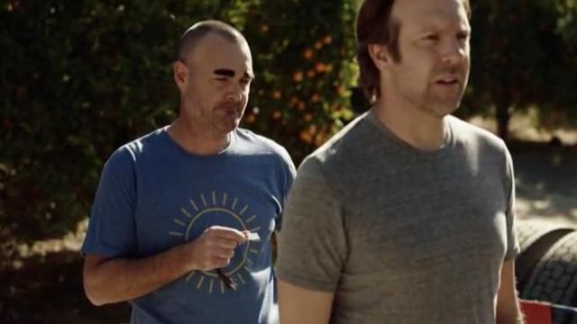 Threadless Blue Sad Sun Printed Tee worn by Phil Tandy Miller (Will Forte) in The Last Man on Earth (Season 04 Episode 18)