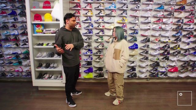 Sneakers Gucci Rython worn by Billie Eilish in the YouTube video Billie Eilish Goes Sneaker Shopping With Complex
