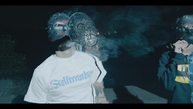 The white T-shirt going apeshit "Selfmade" worn by Freeze in the clip Luv Resval - Crystal Lake ft. Freeze Corleone