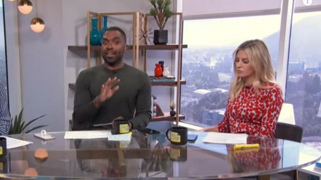 Proenza Schoule Dot Merino Wool Sweater worn by Morgan Stewart on E! News AUGUST 13, 2019