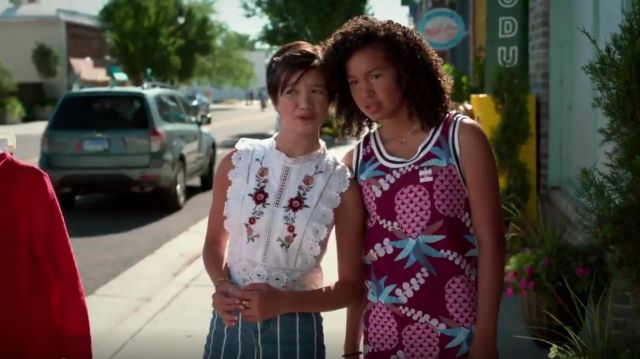 Stradivarius Stripe Denim Skirt worn by Andi Mack (Peyton Elizabeth Lee) in Andi Mack (S03E01)