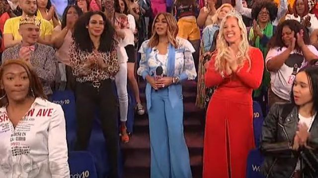 Alice + Olivia Blue Leg Pant worn by Wendy Williams on The Wendy Williams Show August 13, 2019
